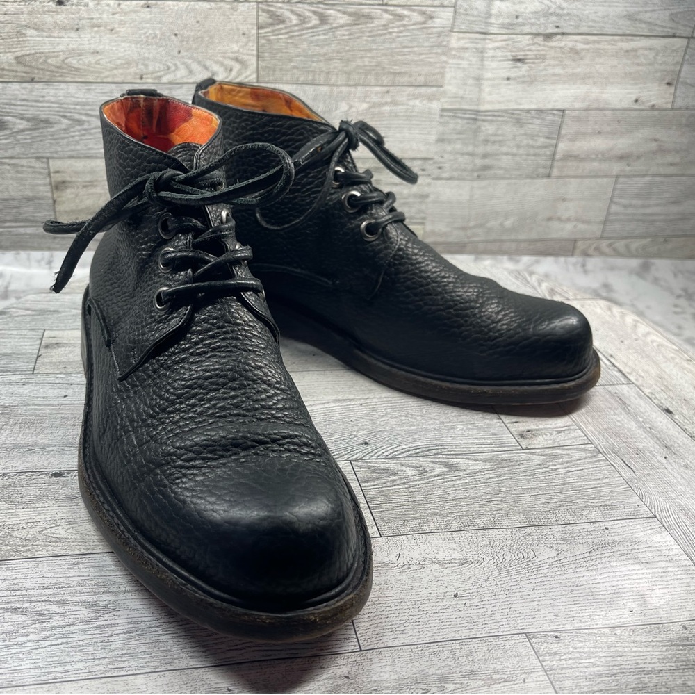 Esquivel Combat Boots Men 8D Black Pebbled Leather Handmade Lace Up Chukka